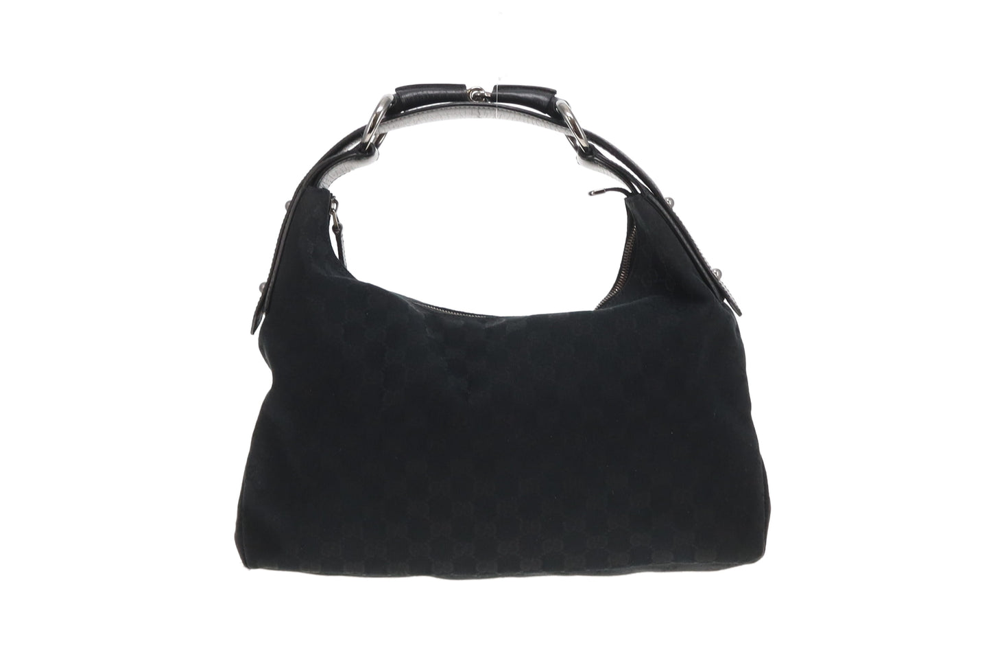 Gucci Black GG Canvas Vintage Horsebit Hobo Bag