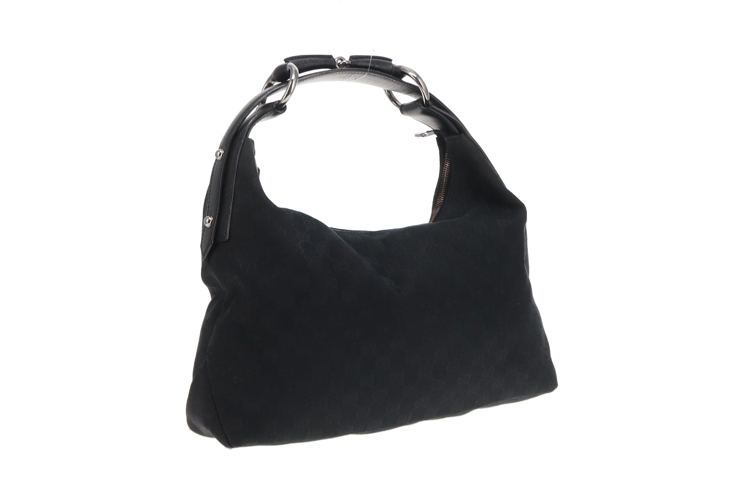 Gucci Black GG Canvas Vintage Horsebit Hobo Bag
