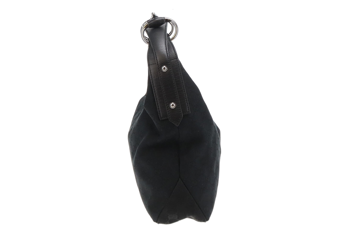 Gucci Black GG Canvas Vintage Horsebit Hobo Bag
