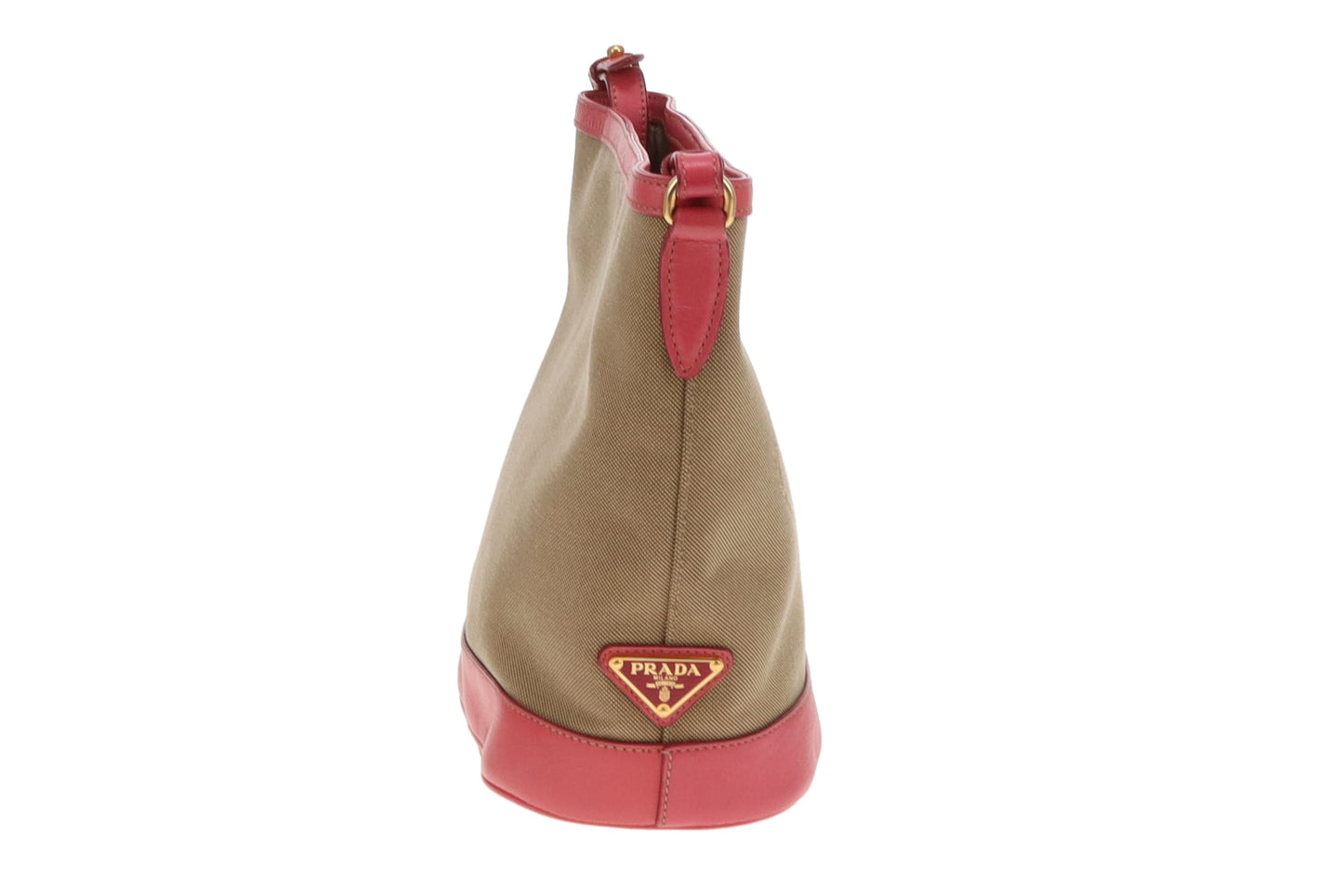 Prada Bucket Bag Logo Canvas and Pink Leather