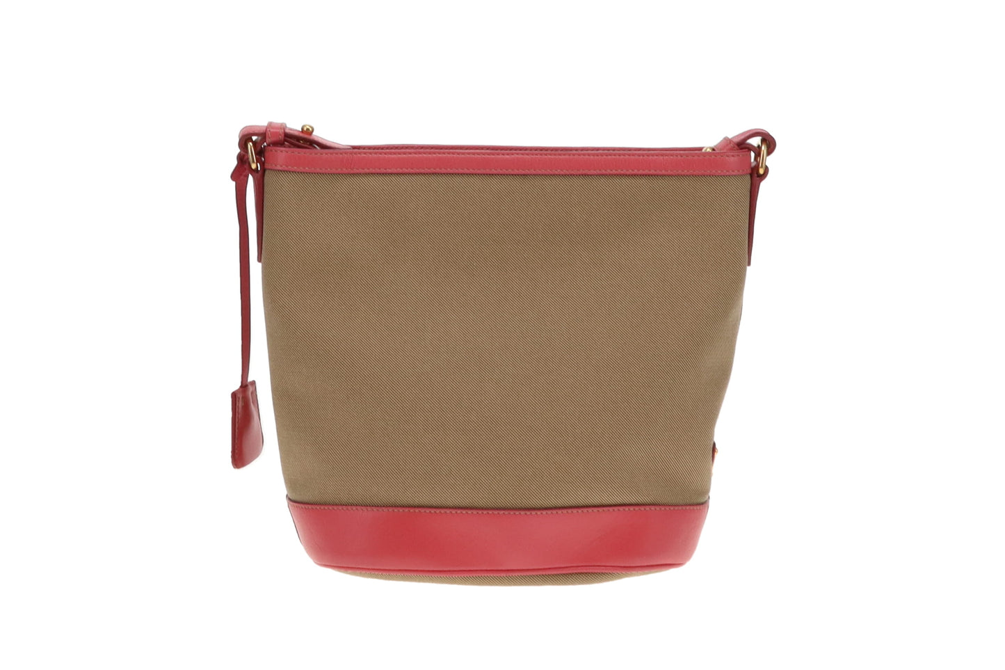 Prada Bucket Bag Logo Canvas and Pink Leather