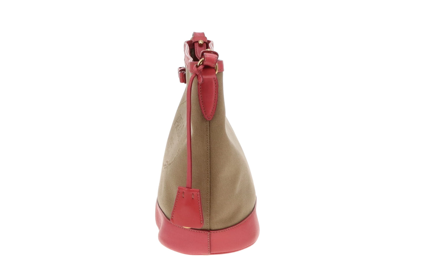 Prada Bucket Bag Logo Canvas and Pink Leather