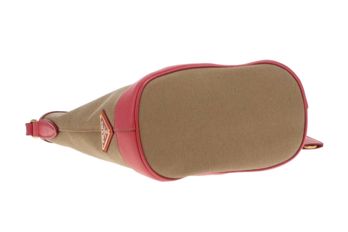Prada Bucket Bag Logo Canvas and Pink Leather
