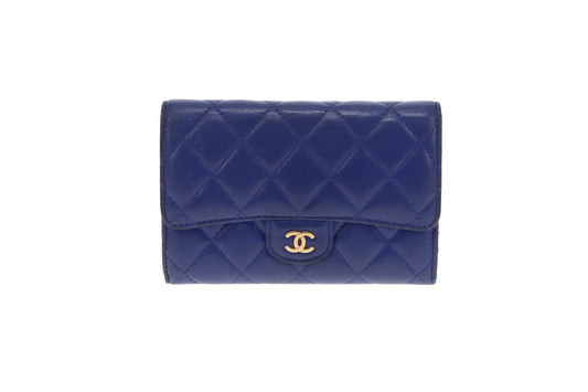 Chanel Compact Classic Lambskin Wallet In Indigo 2008/09