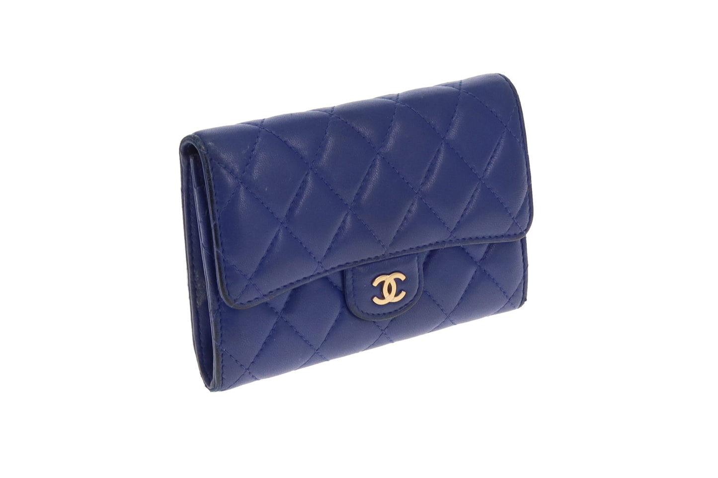 Chanel Compact Classic Lambskin Wallet In Indigo 2008/09