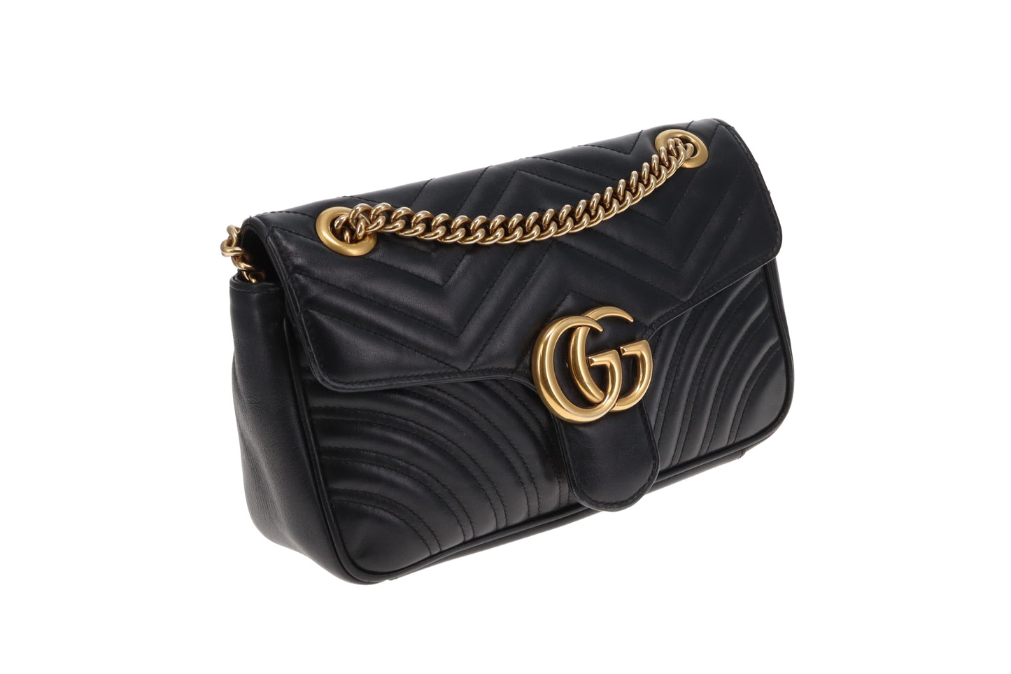 Gucci Marmont Chevron Flap Bag Medium Black