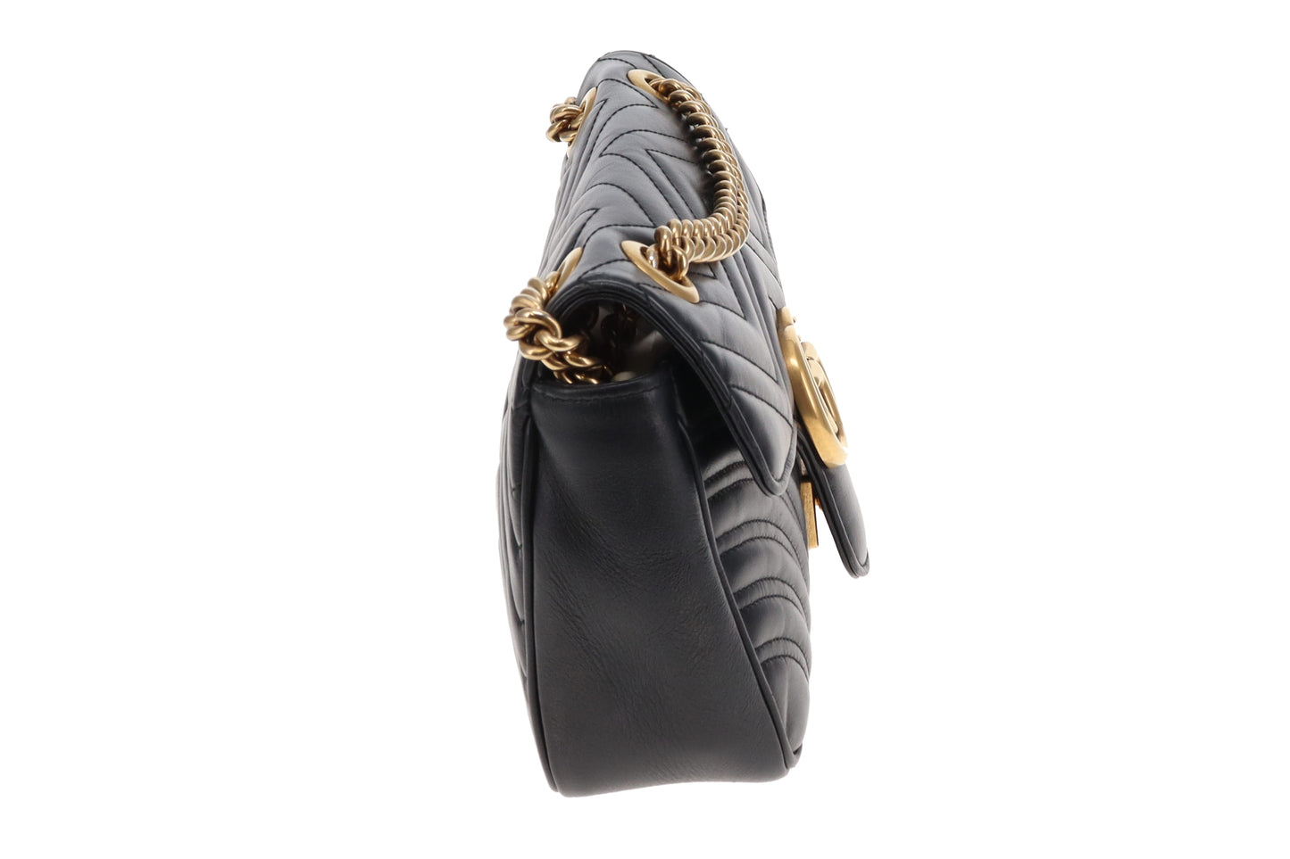 Gucci Marmont Chevron Flap Bag Medium Black