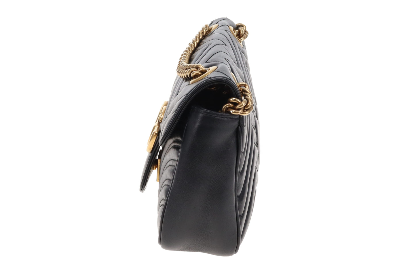 Gucci Marmont Chevron Flap Bag Medium Black