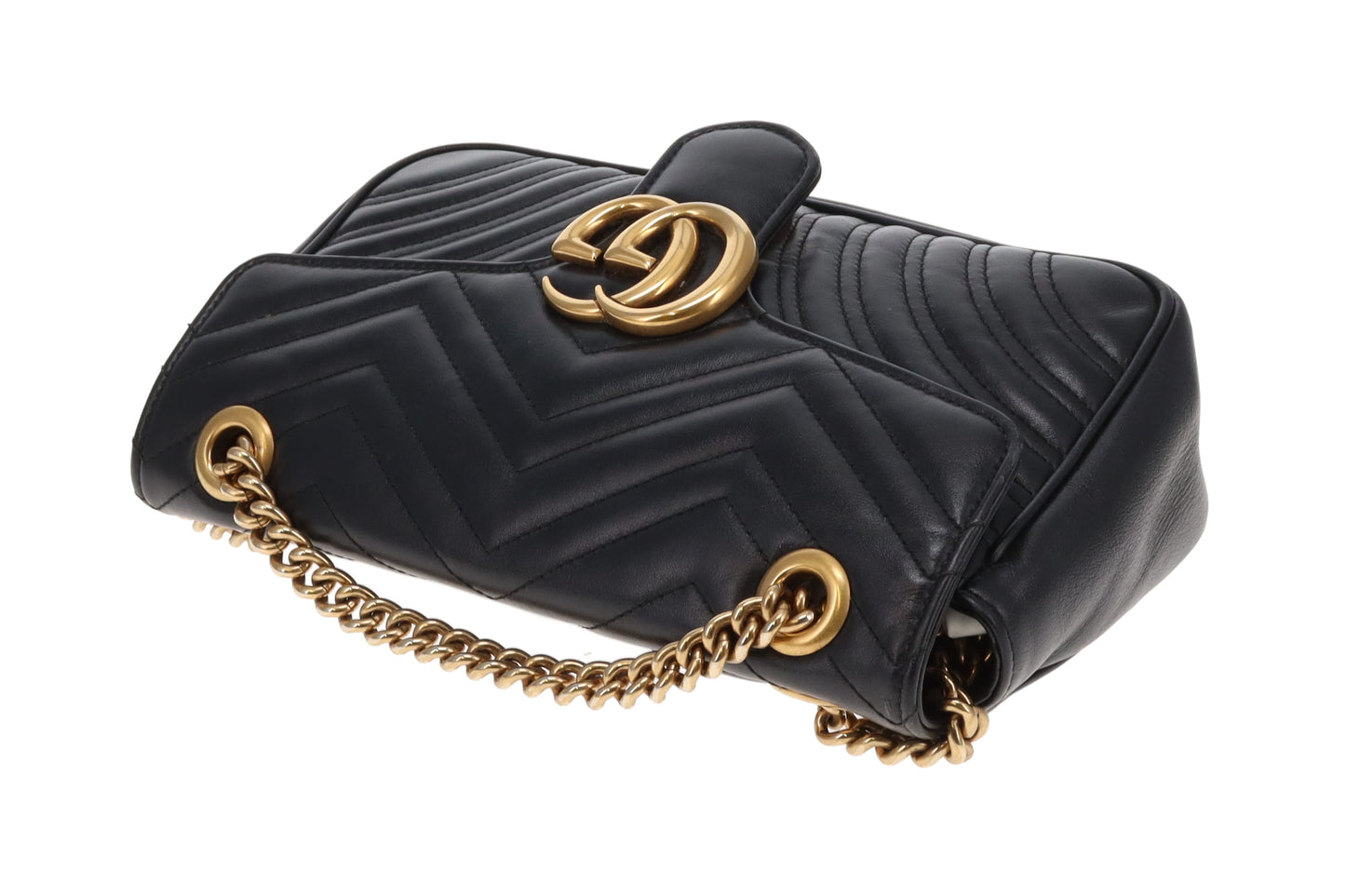 Gucci Marmont Chevron Flap Bag Medium Black