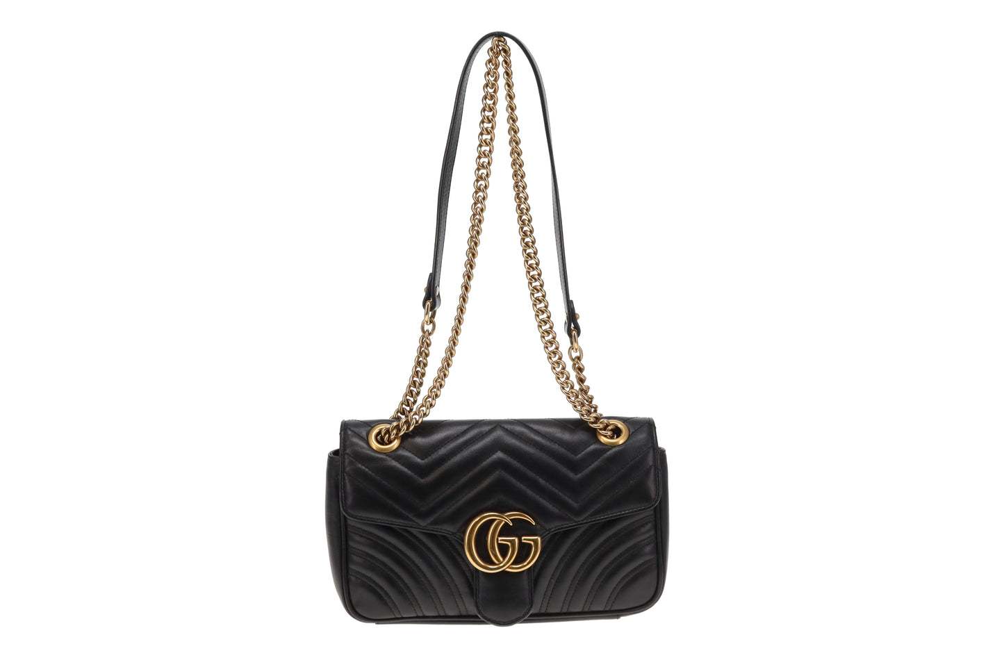 Gucci Marmont Chevron Flap Bag Medium Black