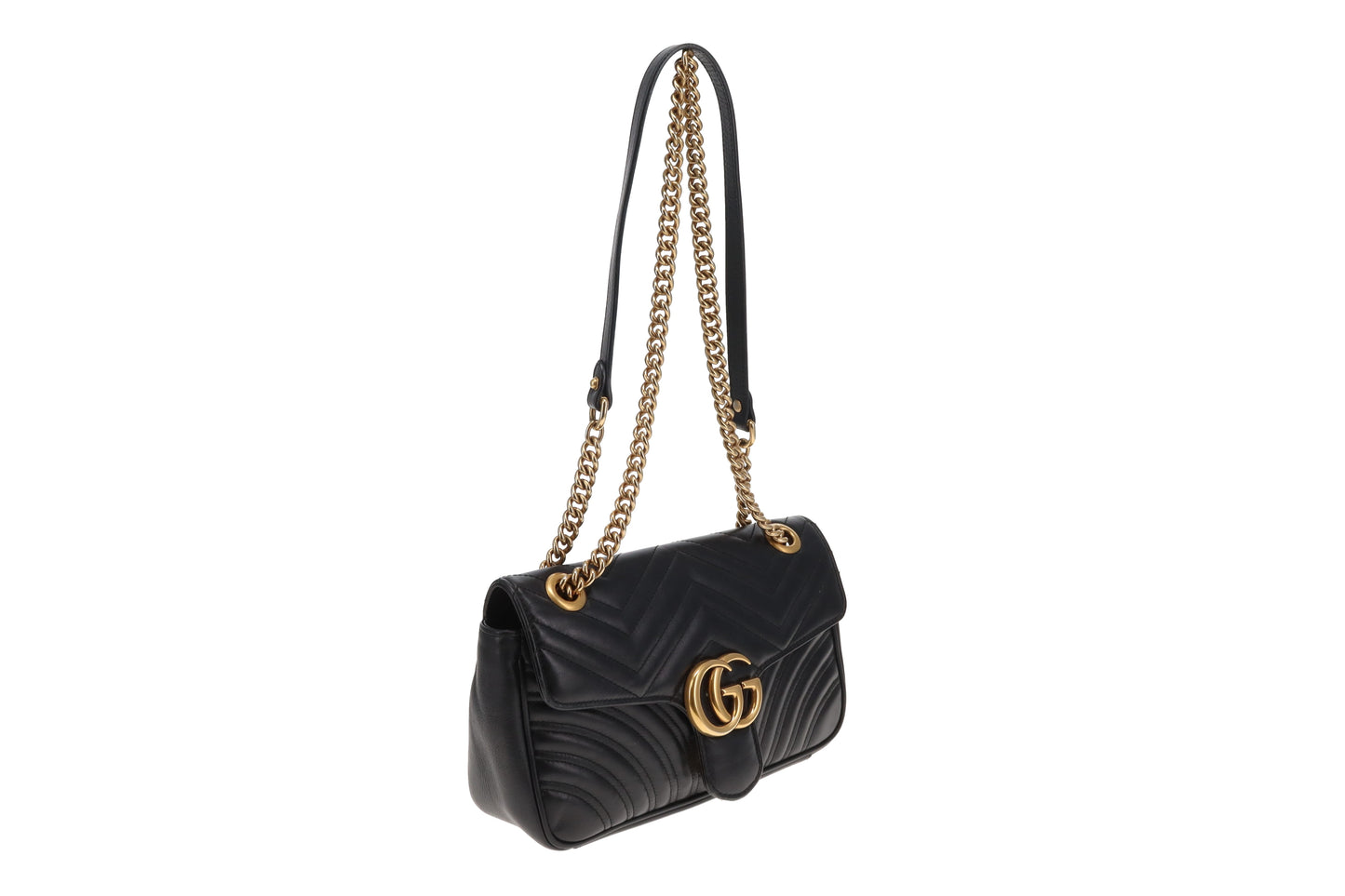 Gucci Marmont Chevron Flap Bag Medium Black