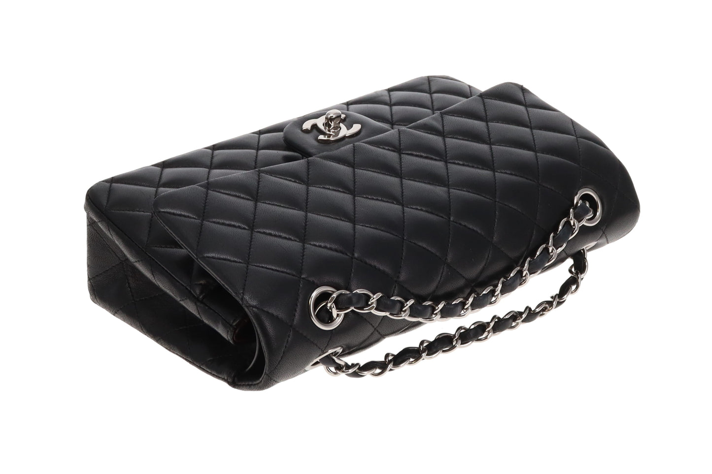 Chanel Classic Double Flap Lambskin Black Vintage With Silver Hardware 2008/09