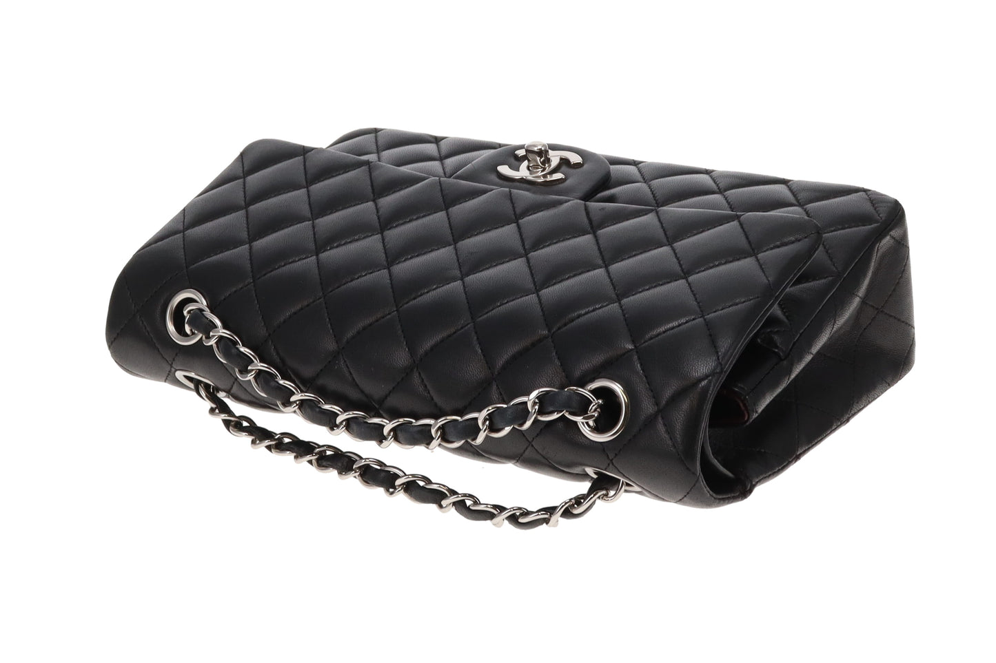 Chanel Classic Double Flap Lambskin Black Vintage With Silver Hardware 2008/09