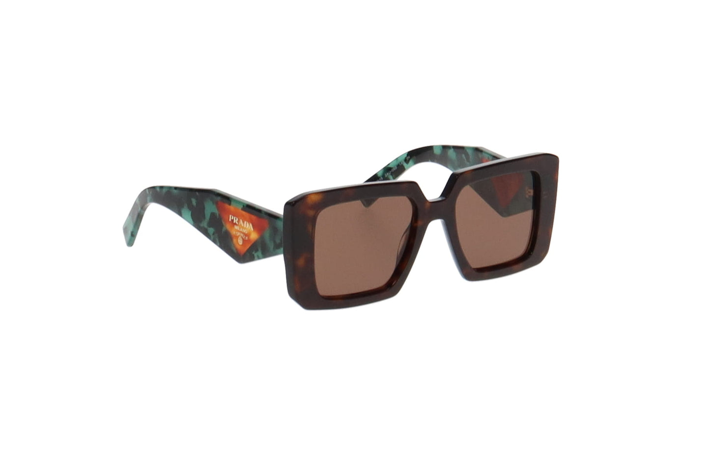Prada Square Coffee Lens with Turquoise Tortoise Frame SPR23Y Sunglasses
