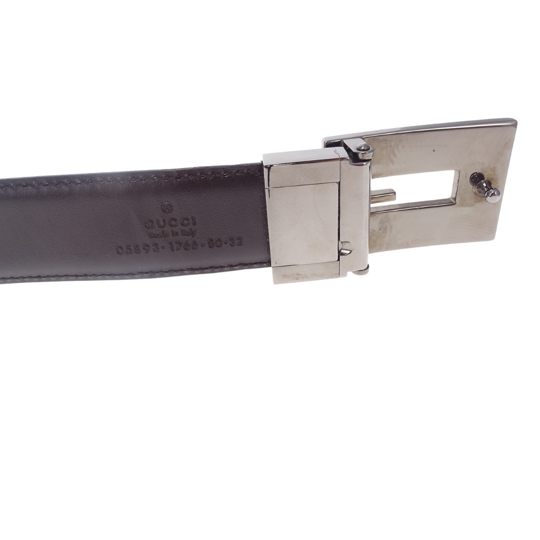 Gucci G Belt Vintage Reversible Black/Brown Leather 80cm