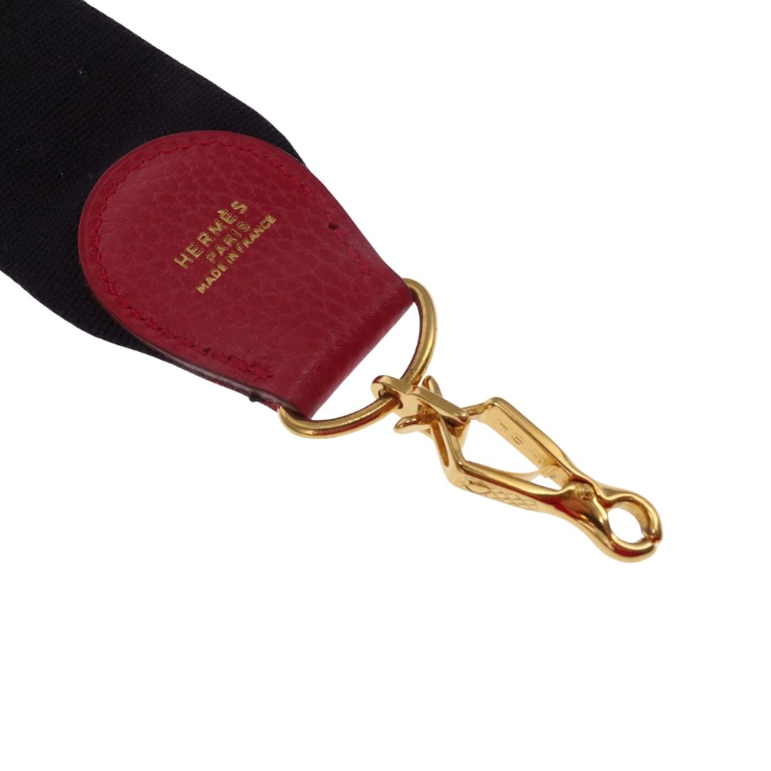 Hermes Vintage Canvas Strap 50mm Black/Red GHW