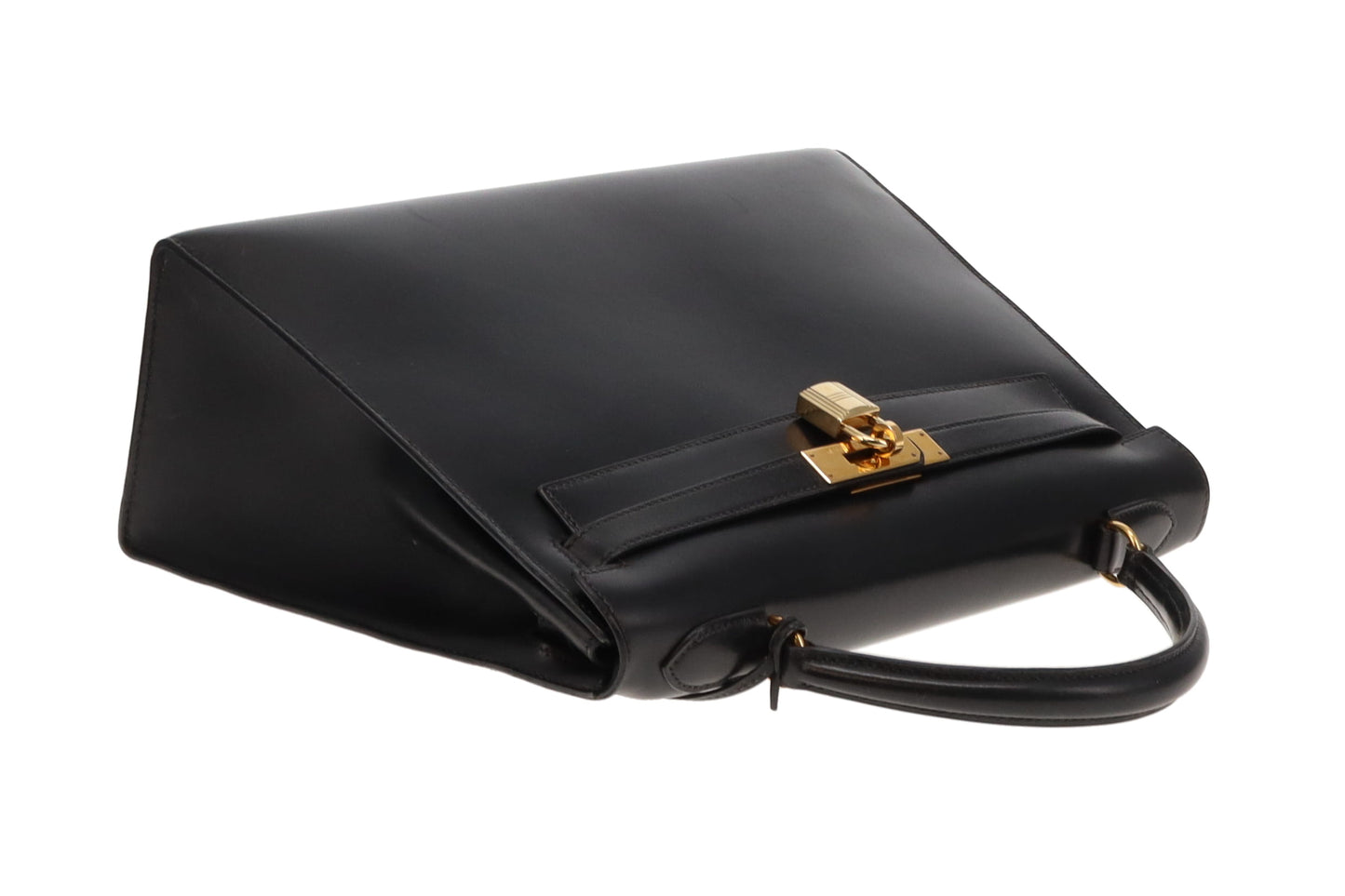 Hermes Black Box Leather GHW Vintage Kelly 32 1994