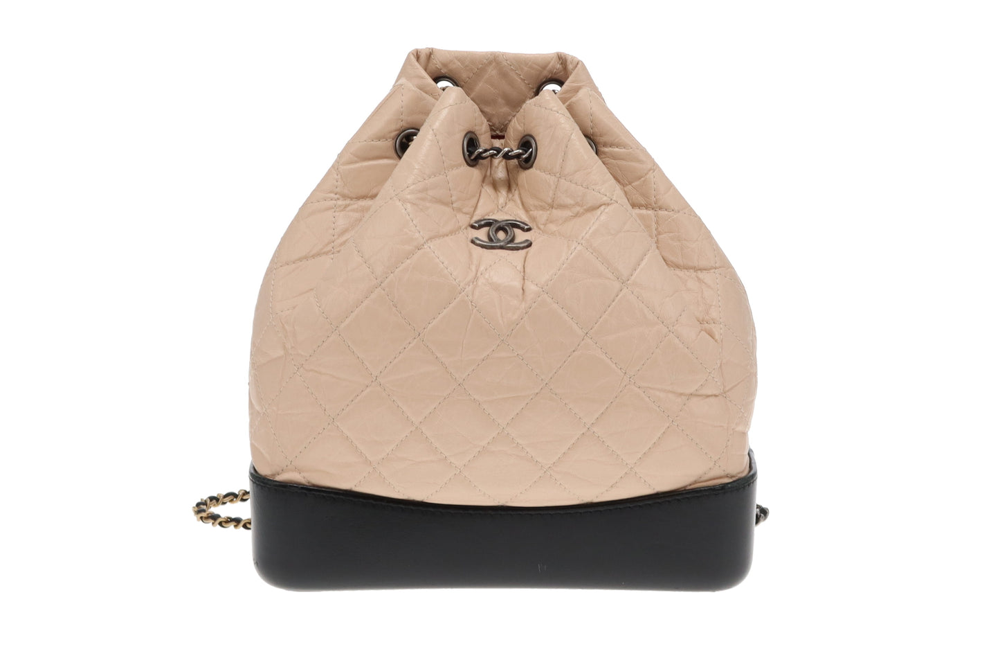Chanel Beige Aged Calfskin and Black Leather Gabrielle Backpack 2018