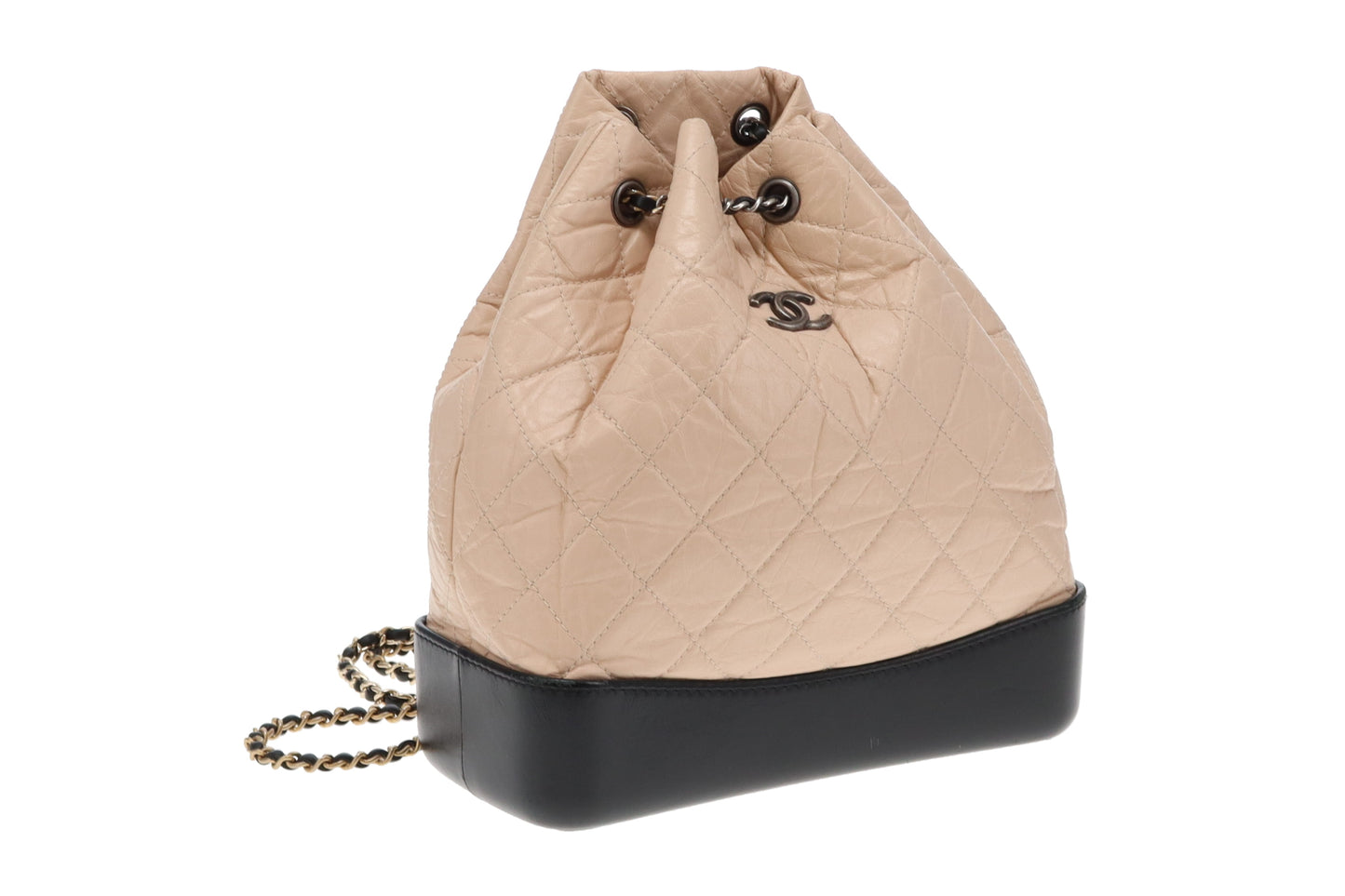 Chanel Beige Aged Calfskin and Black Leather Gabrielle Backpack 2018