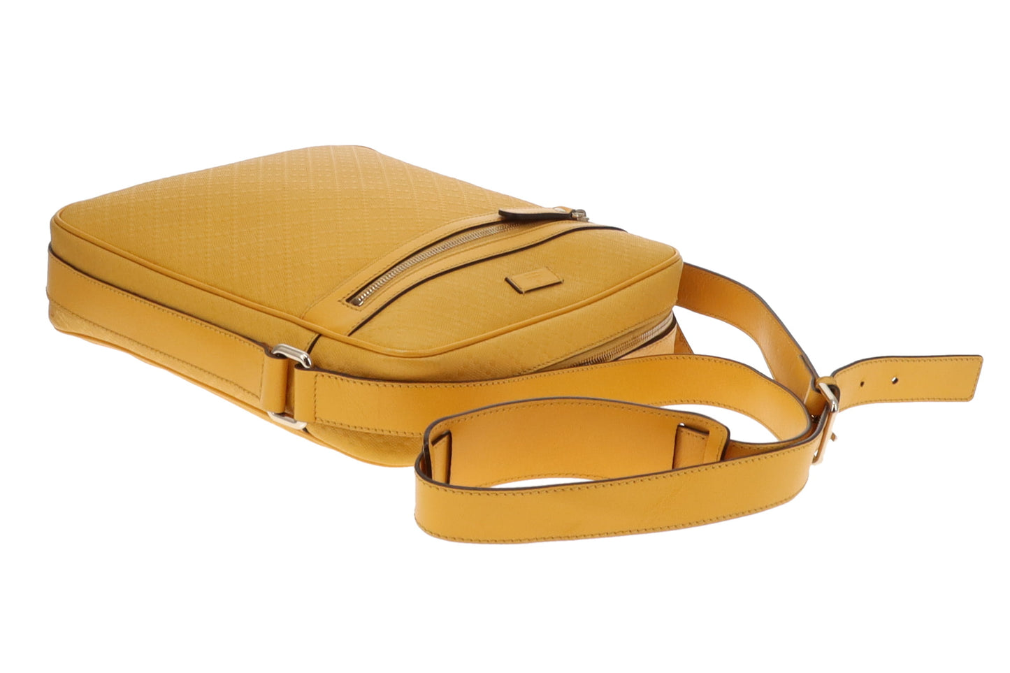 Gucci Yellow Diamante Leather Zipped Messenger Bag