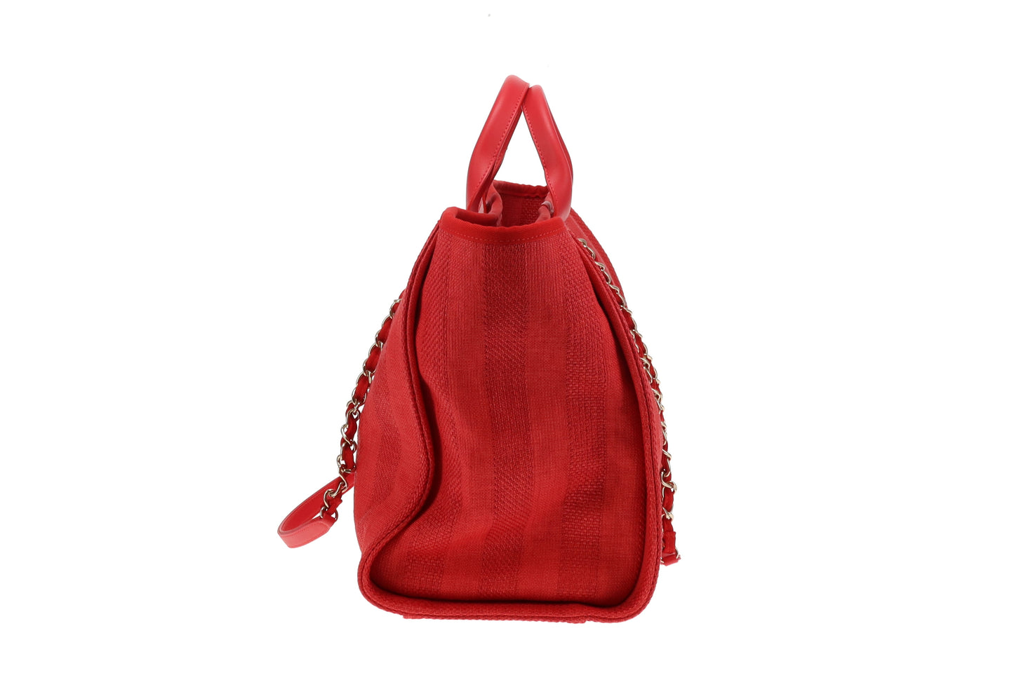 Chanel Deauville Tote Rouge Medium Rayures (No Pochette) GH 2022