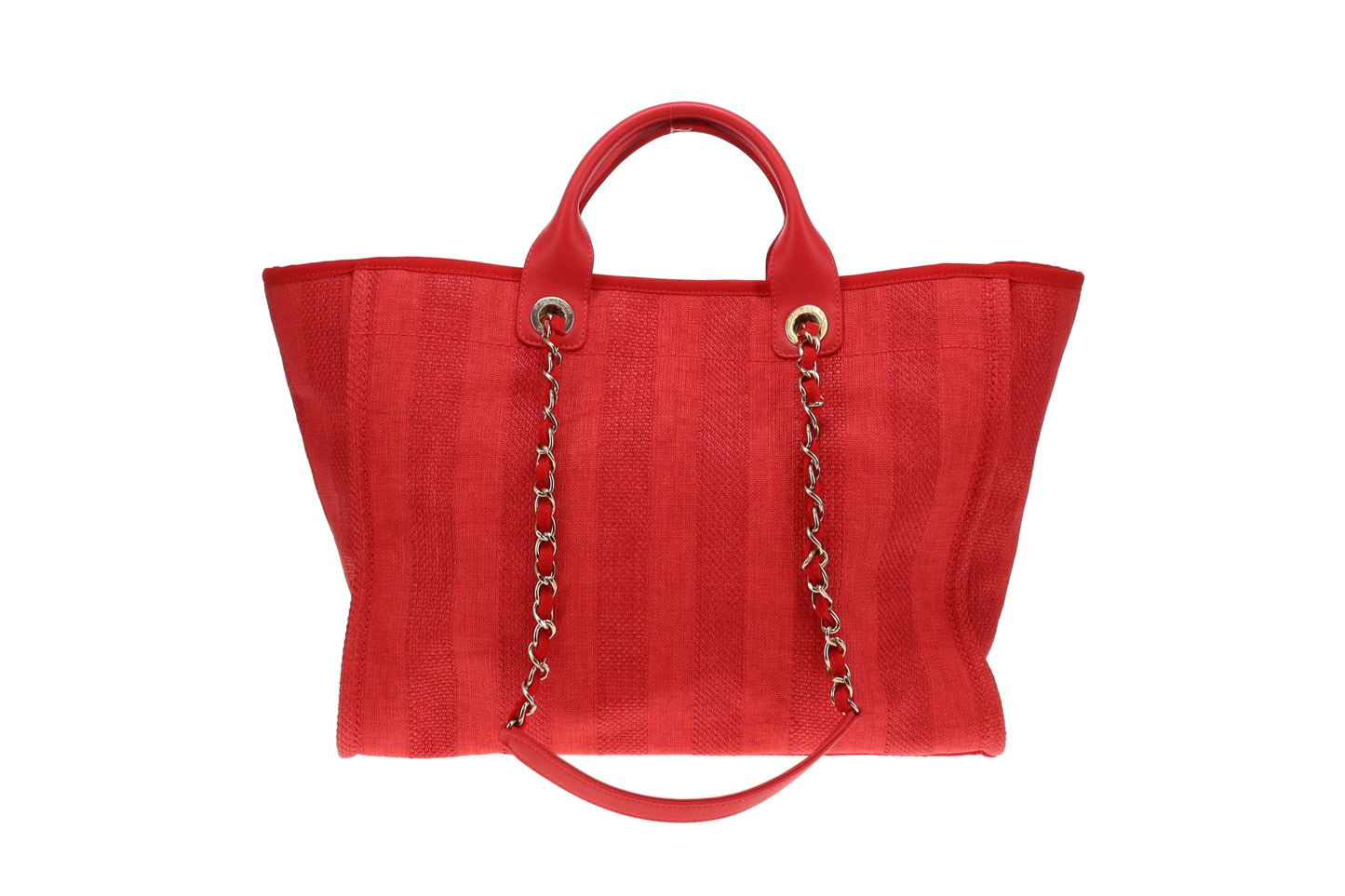 Chanel Deauville Tote Rouge Medium Rayures (No Pochette) GH 2022