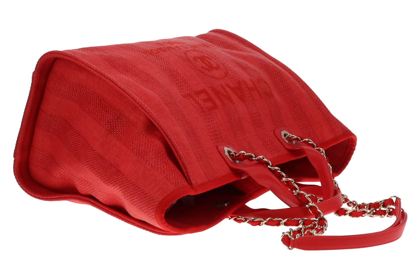 Chanel Deauville Tote Rouge Medium Rayures (No Pochette) GH 2022