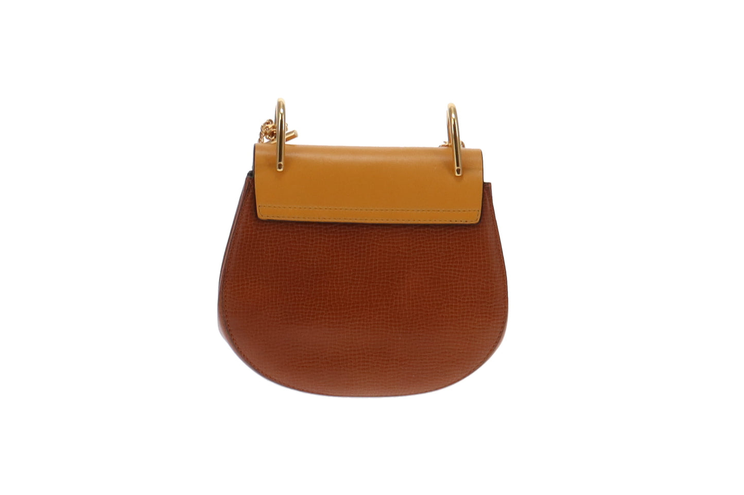 Chloe Tan Grained Leather and Mustard Smooth Leather Mini Drew