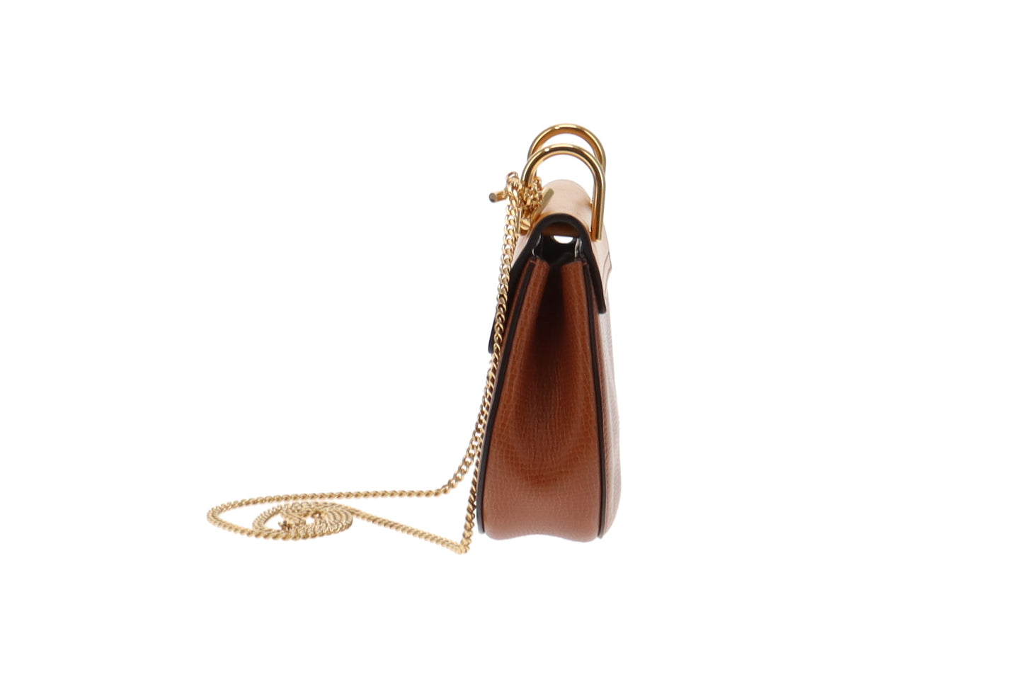 Chloe Tan Grained Leather and Mustard Smooth Leather Mini Drew
