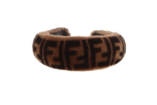 Fendi Zucca Headband Brown Shearling