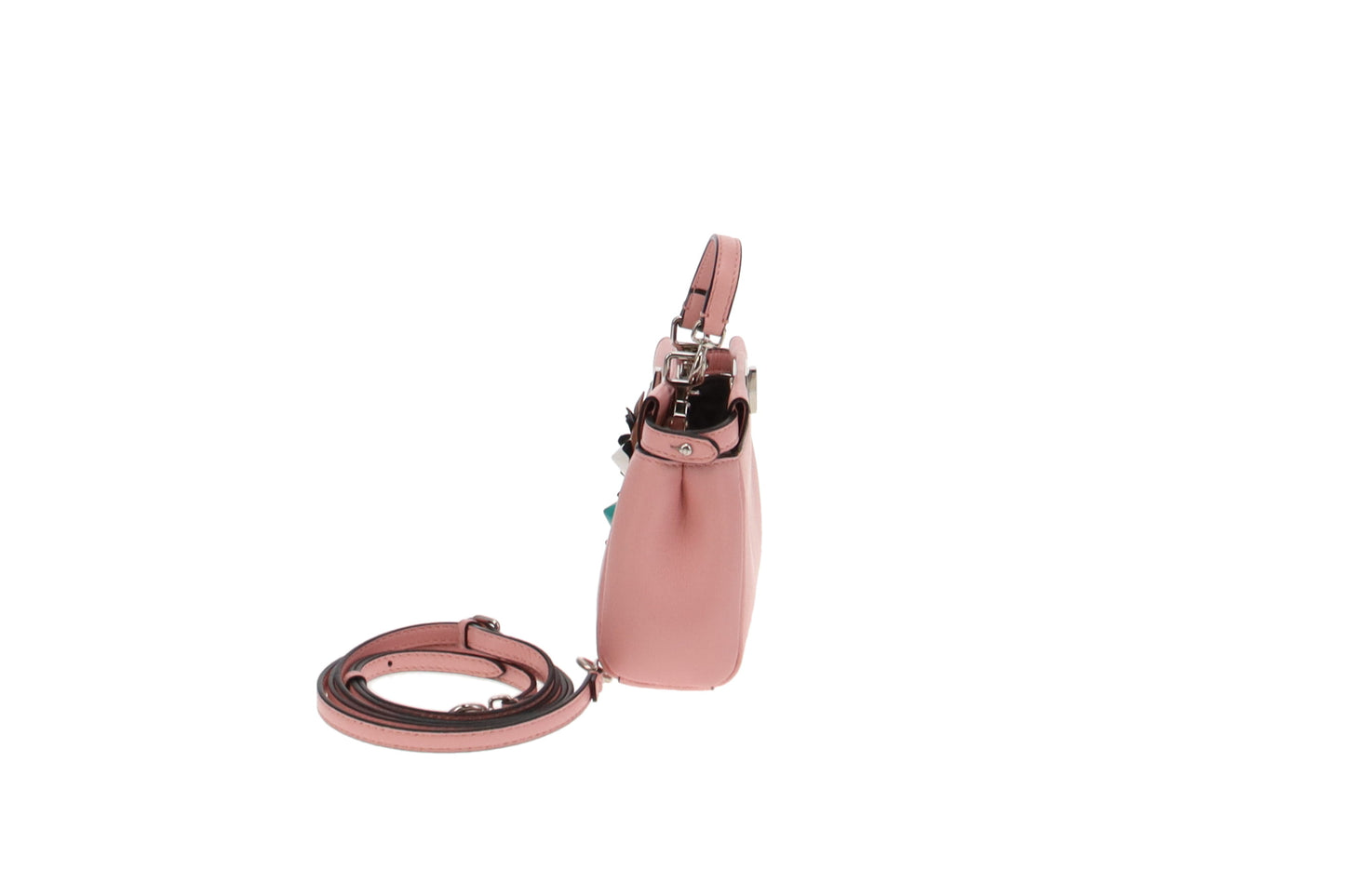 Fendi Micro Peekaboo Nappa Bubblegum Leather With Flowers