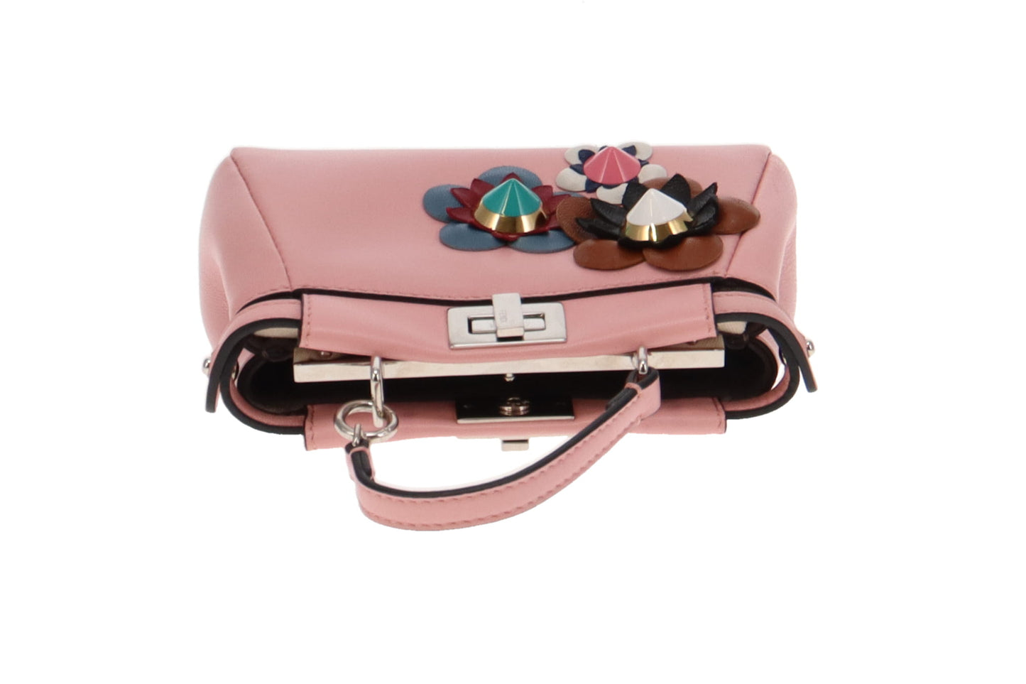 Fendi Micro Peekaboo Nappa Bubblegum Leather With Flowers
