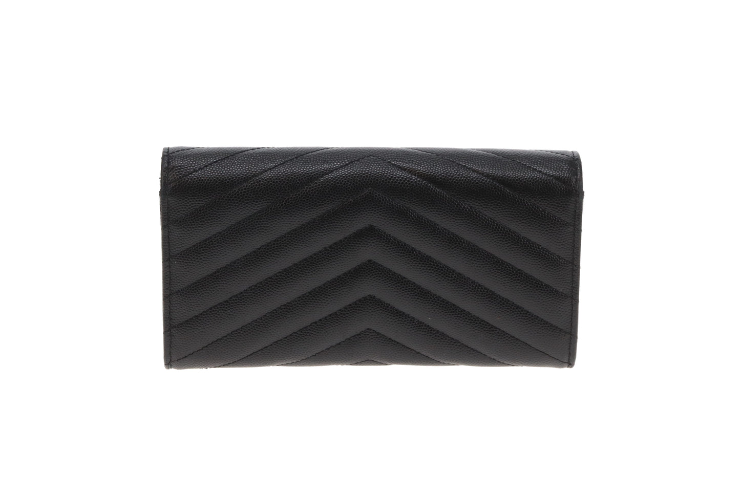 Saint Laurent Envelope Cassandre wallet In Black Grain De Poudre Leather