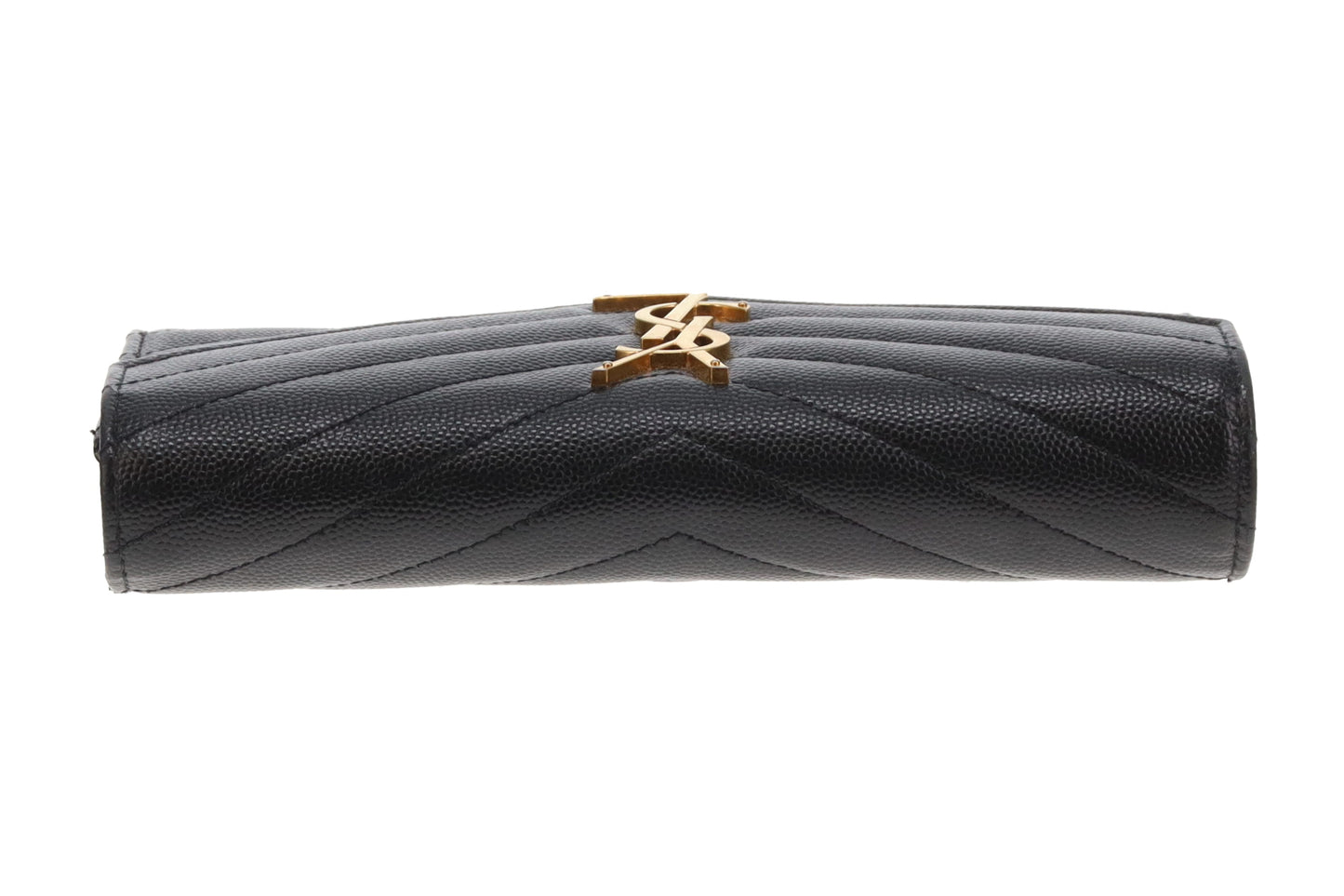 Saint Laurent Envelope Cassandre wallet In Black Grain De Poudre Leather