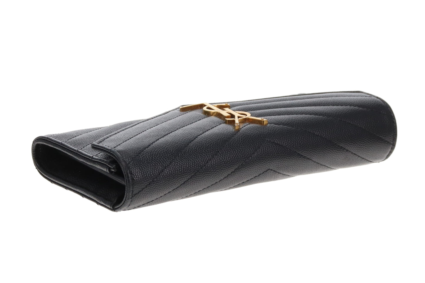 Saint Laurent Envelope Cassandre wallet In Black Grain De Poudre Leather