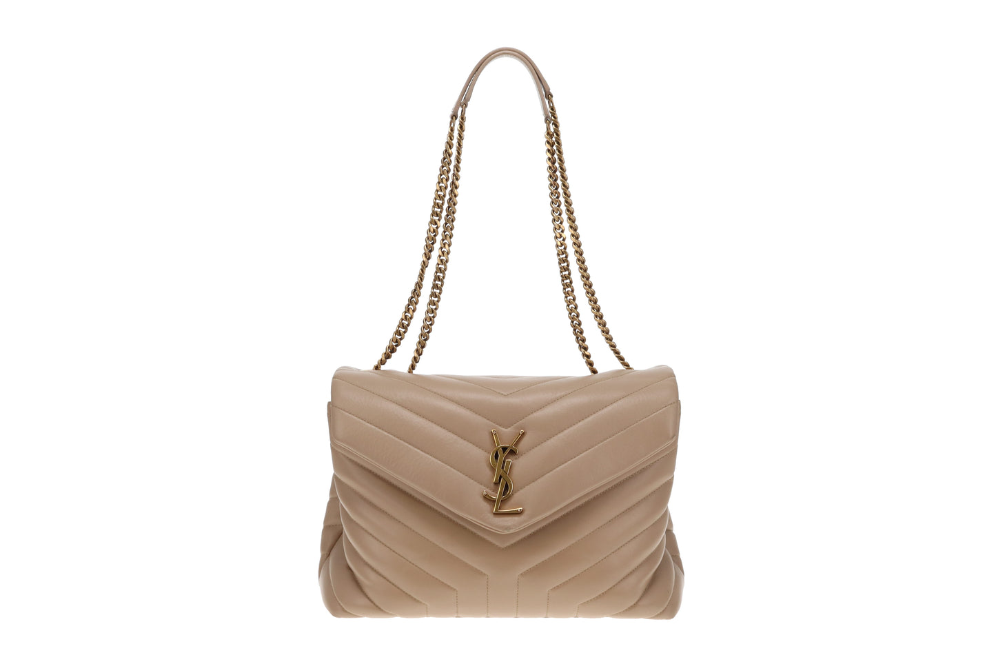 Saint Laurent Loulou Medium Beige Chevron