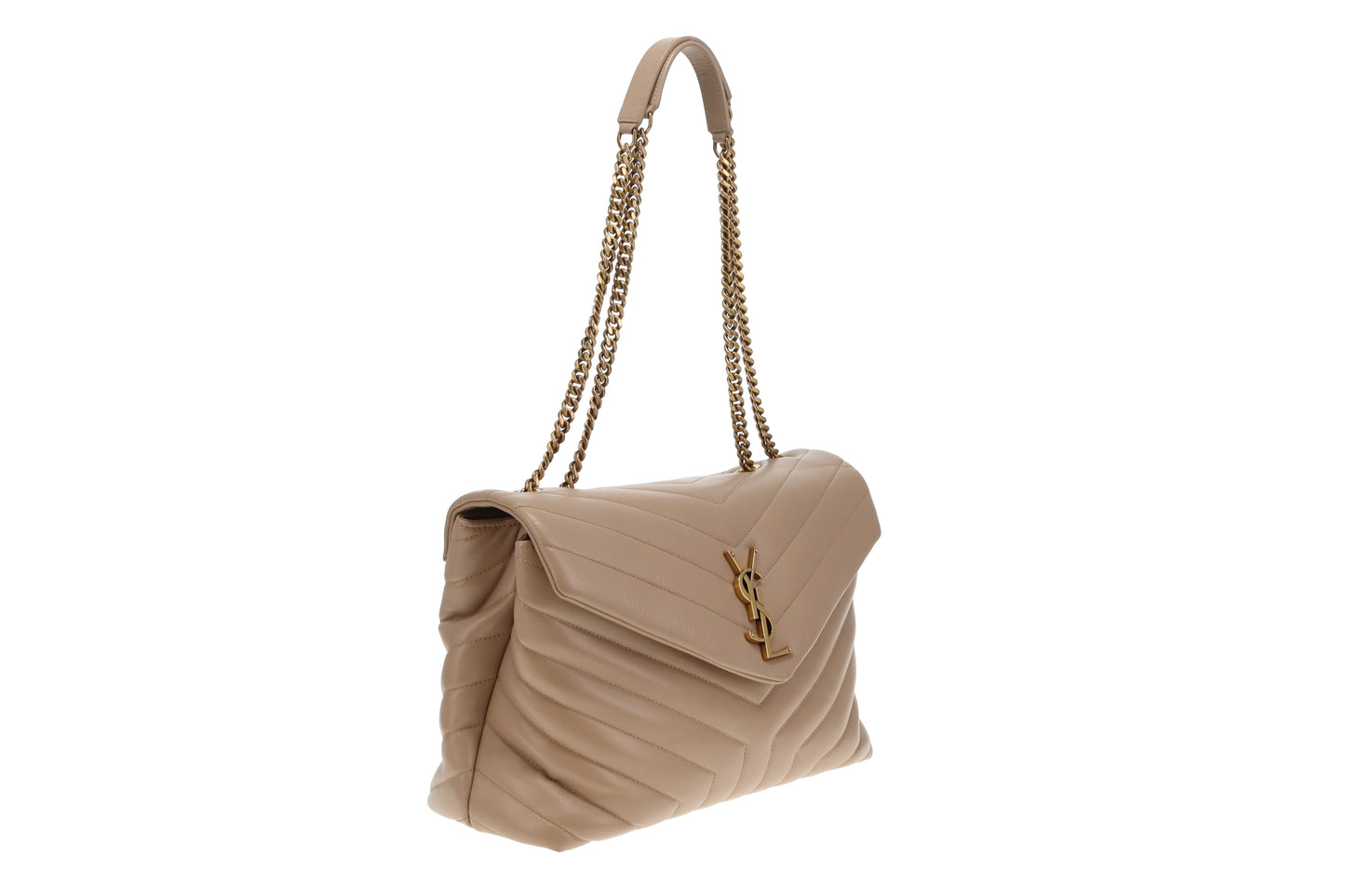 Saint Laurent Loulou Medium Beige Chevron