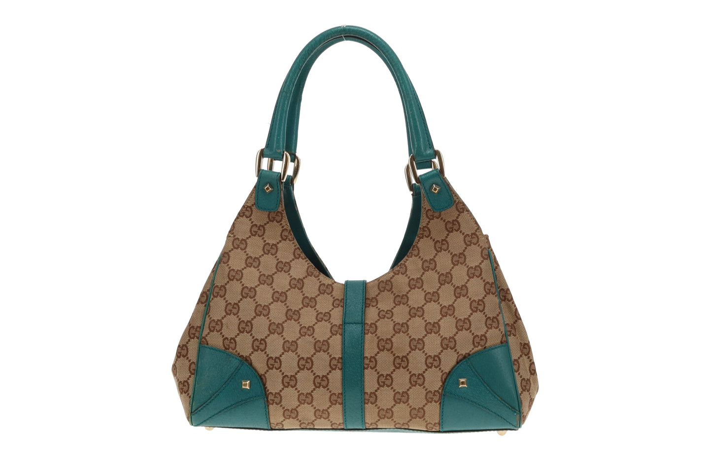 Gucci Jackie Vintage GG Canvas and Turquoise Leather