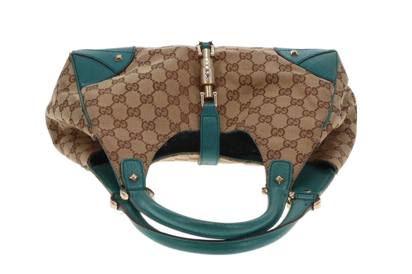 Gucci Jackie Vintage GG Canvas and Turquoise Leather