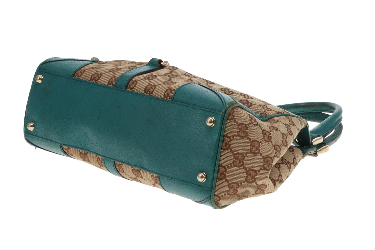 Gucci Jackie Vintage GG Canvas and Turquoise Leather