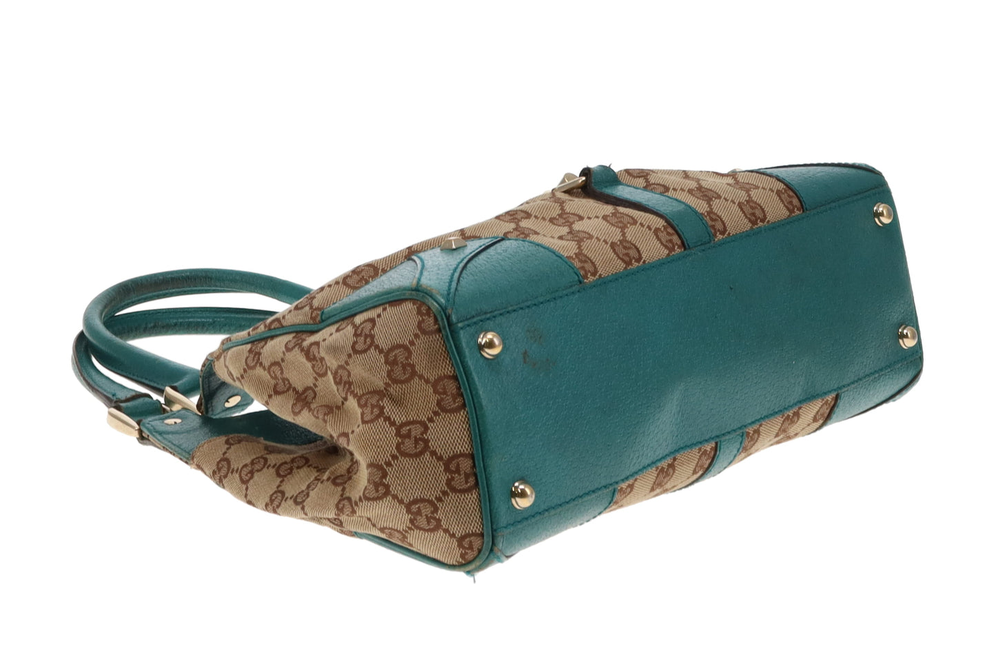 Gucci Jackie Vintage GG Canvas and Turquoise Leather