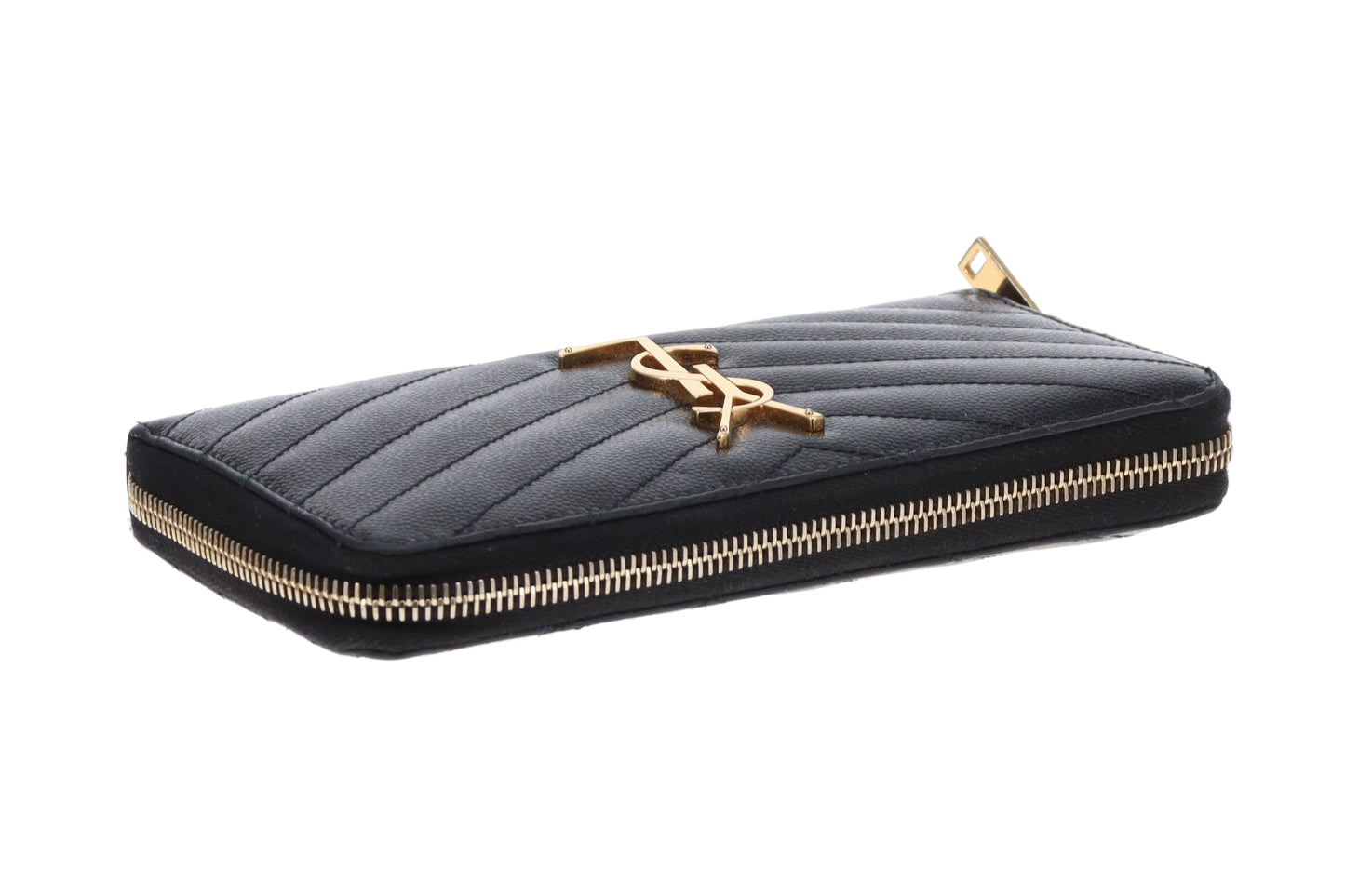 Saint Laurent Long Zipped Wallet Black GHW
