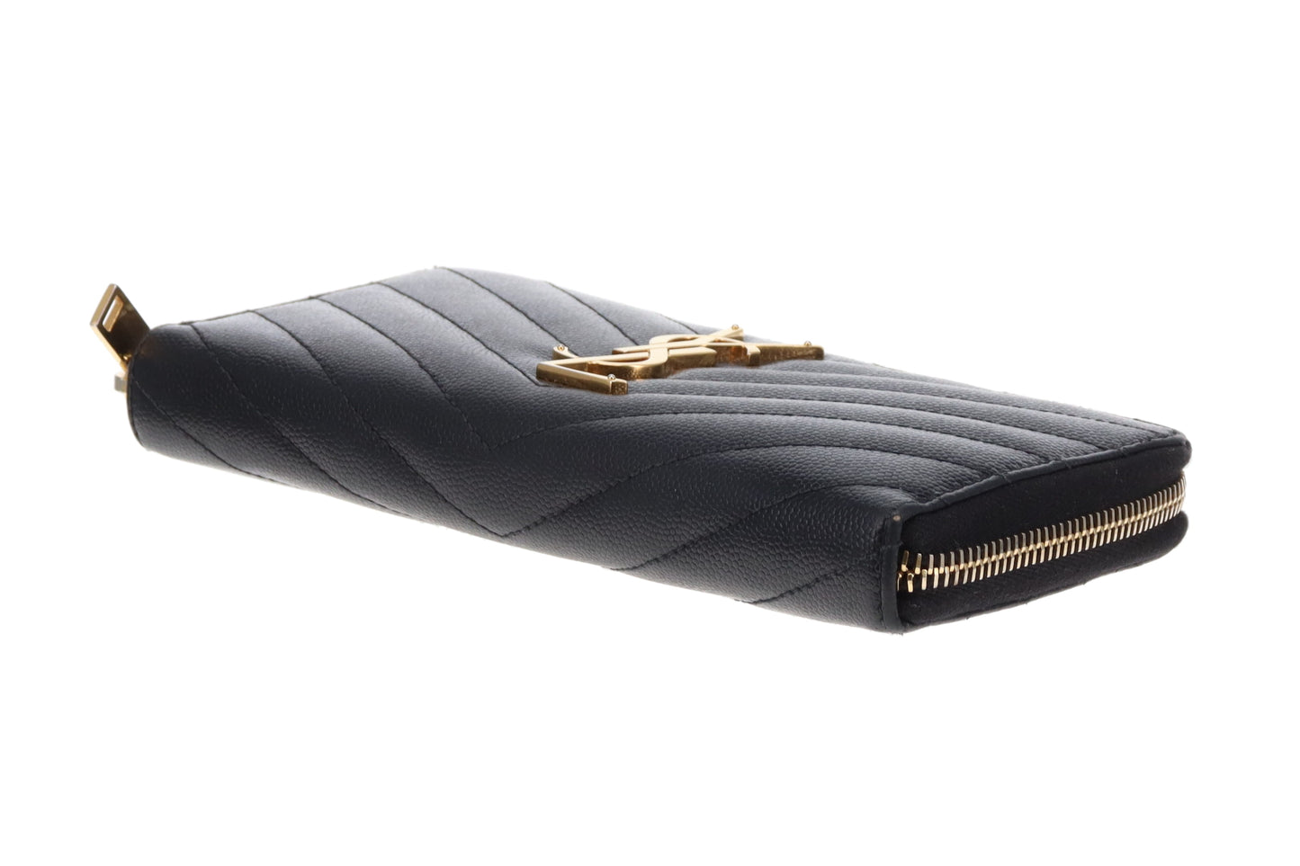 Saint Laurent Long Zipped Wallet Black GHW