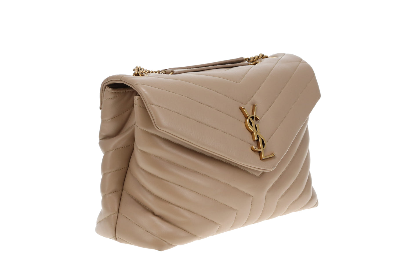 Saint Laurent Loulou Medium Beige Chevron