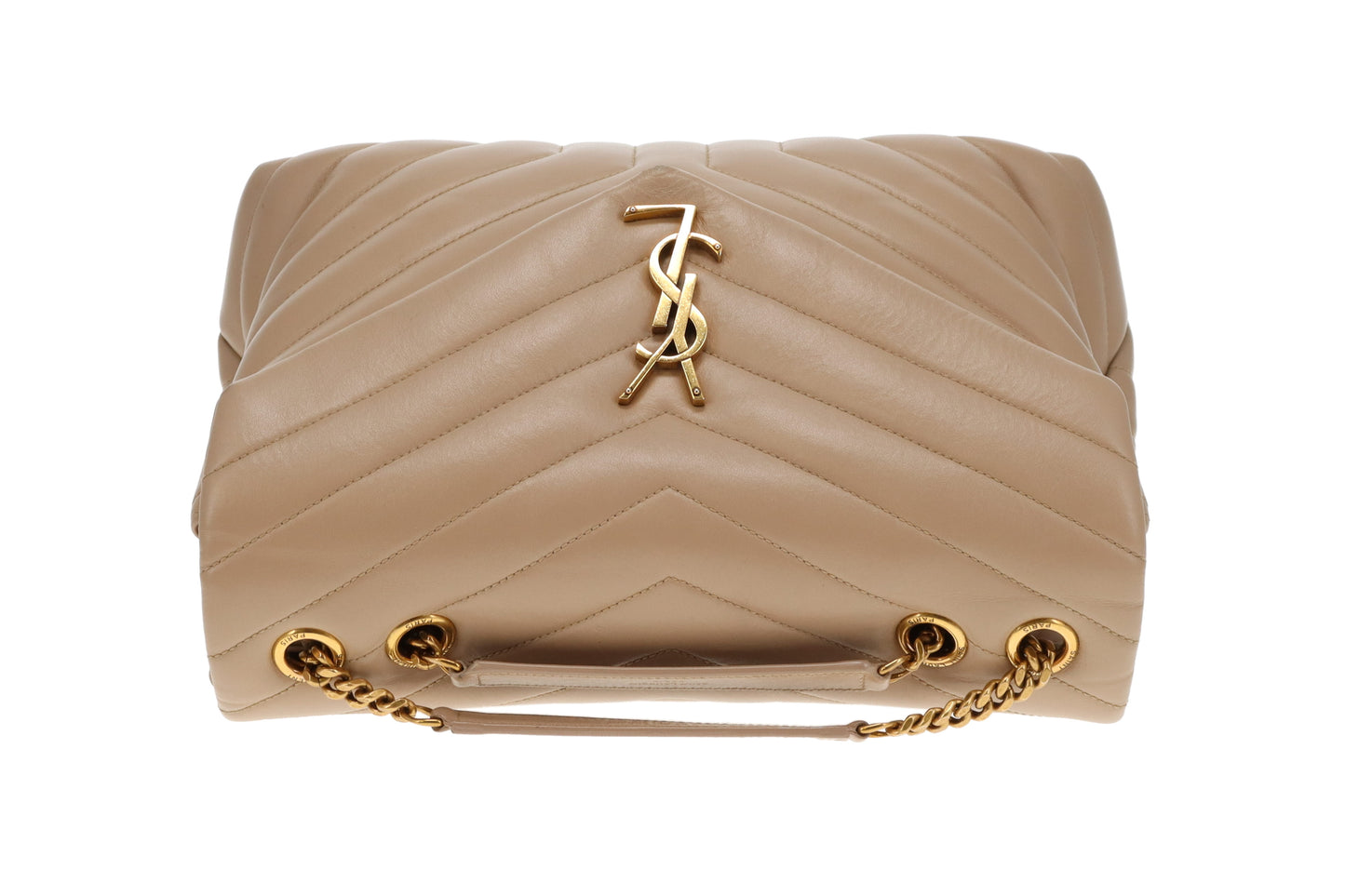 Saint Laurent Loulou Medium Beige Chevron