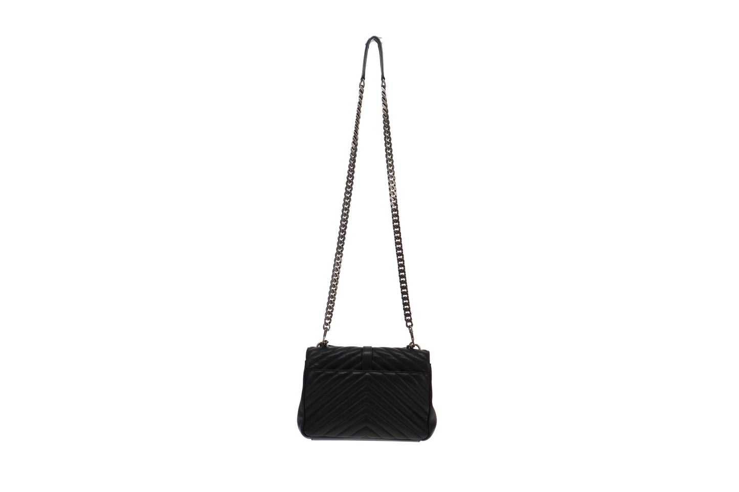 Saint Laurent Black Chevron Leather Medium College Bag 2017