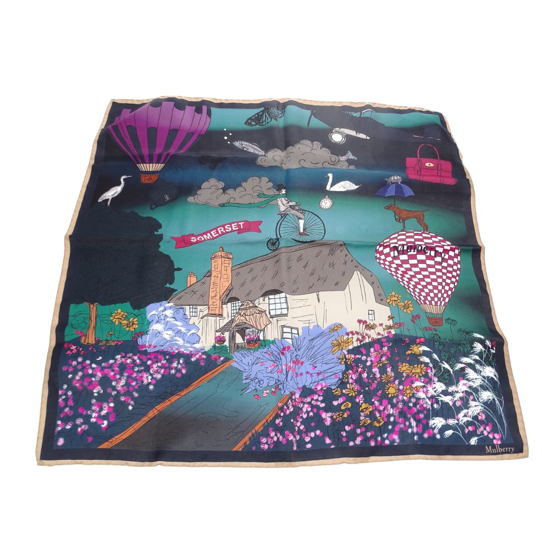 Mulberry Surreal Square 70cm Bio Silk Twill In Malachite
