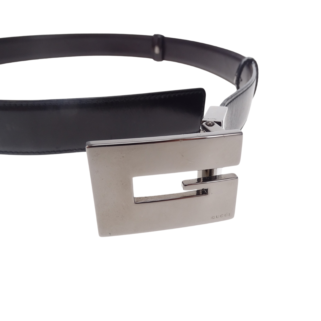 Gucci G Belt Vintage Reversible Black/Brown Leather 80cm