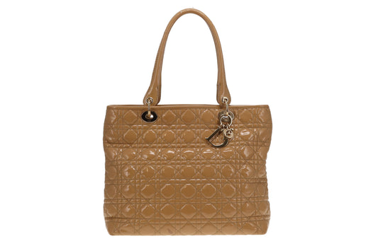 Dior Beige Cannage Patent Stitch Leather Quilted Tote 2010