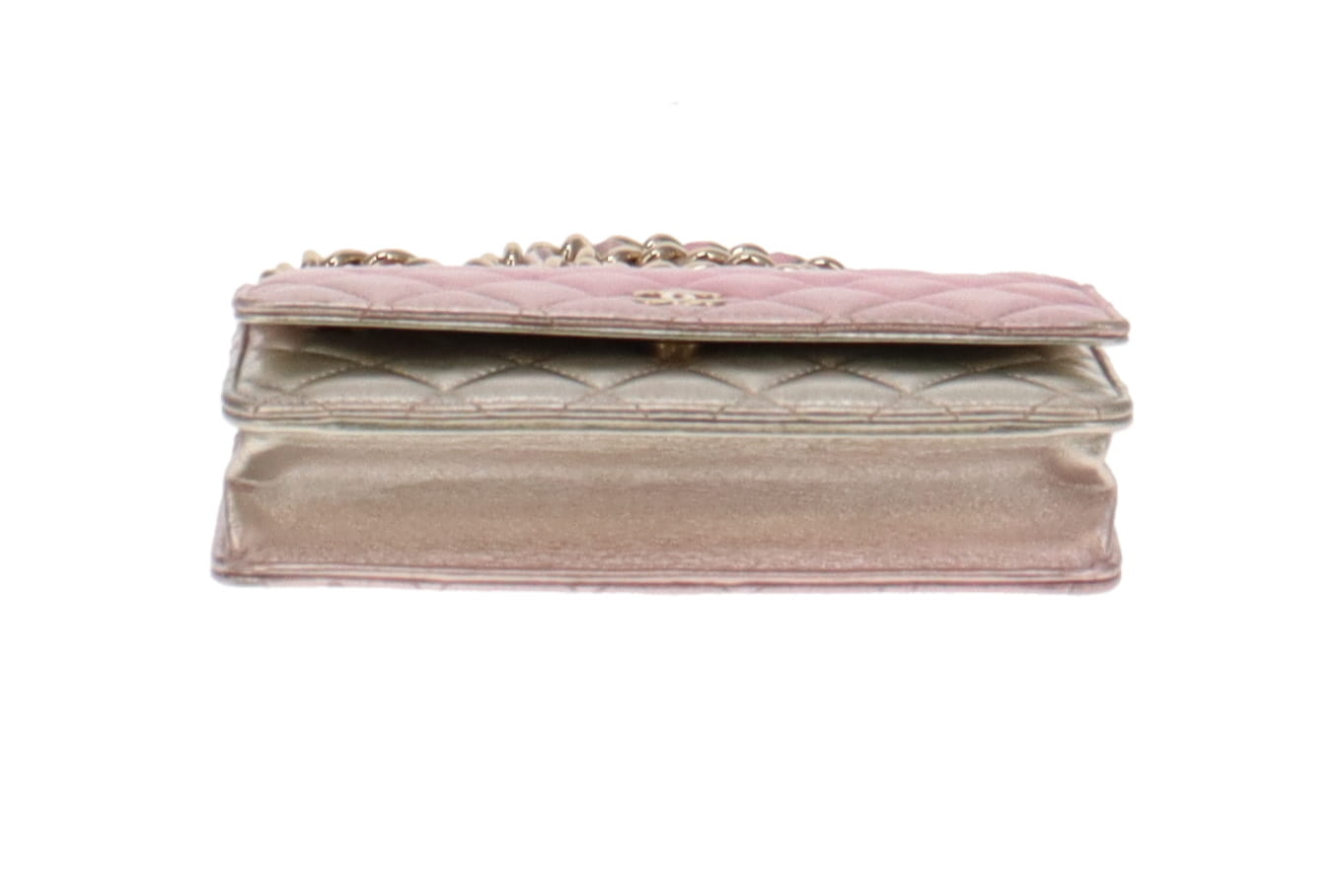 Chanel Pink Iridescent Lambskin Thick Chain Wallet on Chain